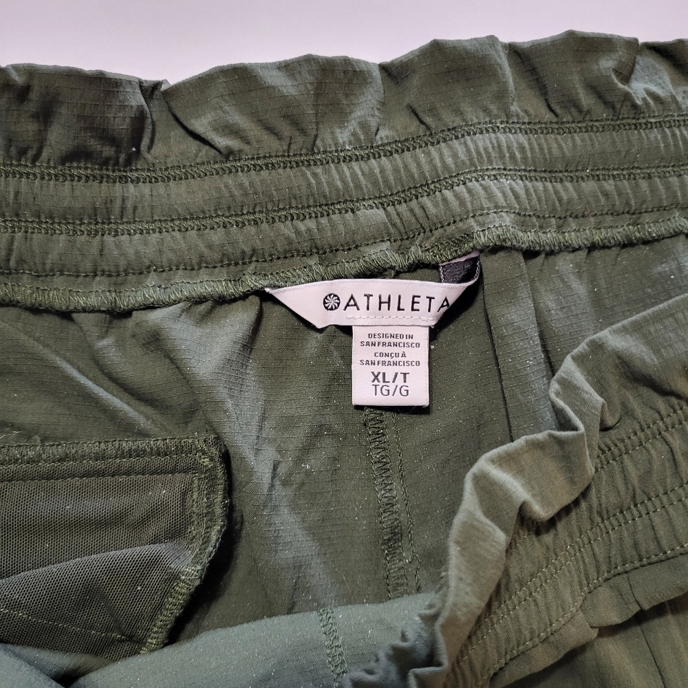 Athleta Trekkie High Rise Parachute Pant Aspen Olive Green Street wear XL tall - Picture 12 of 13